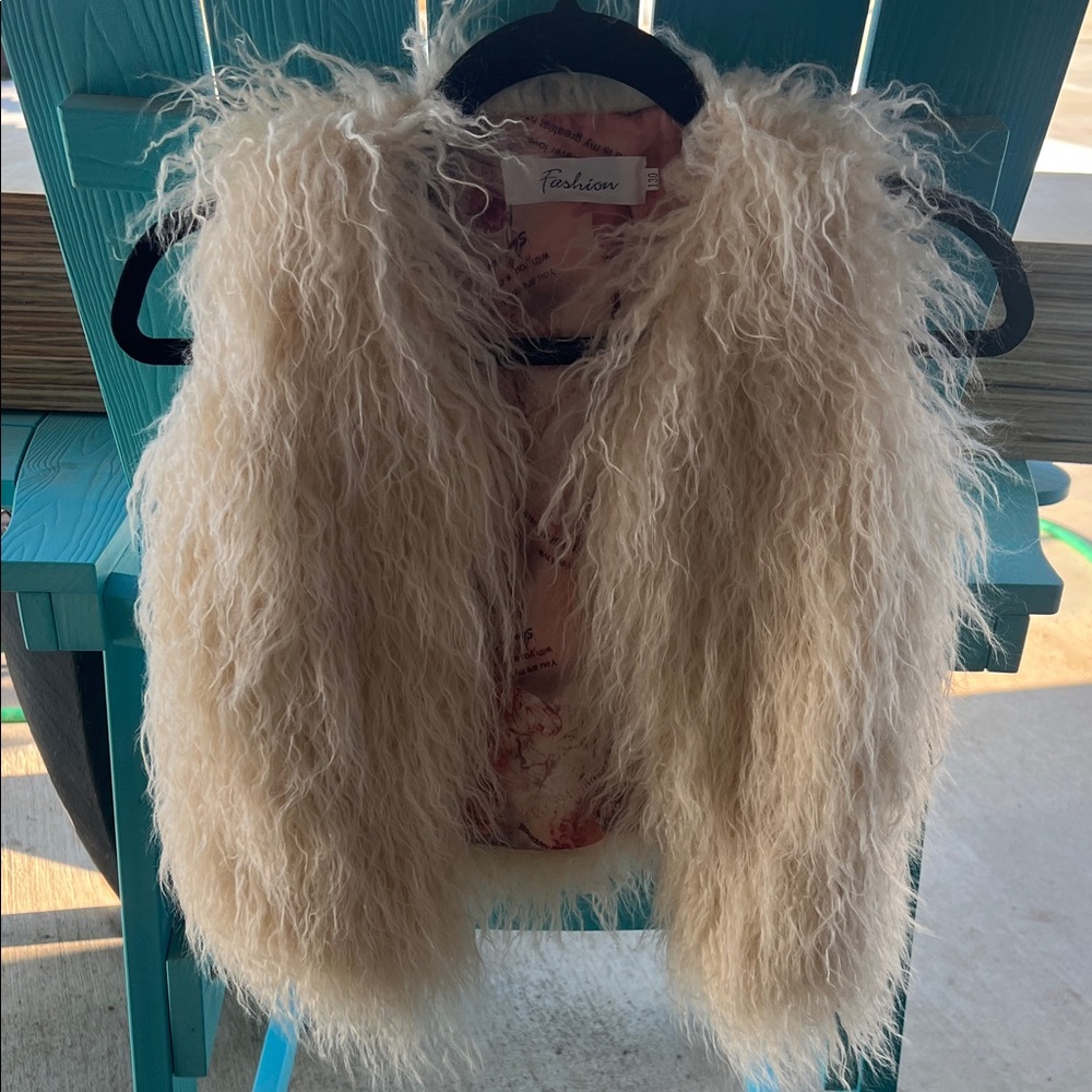 Kids Cream Faux Fur Vest‎